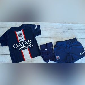 PSG Qatar Paris jersey, shorts, and socks